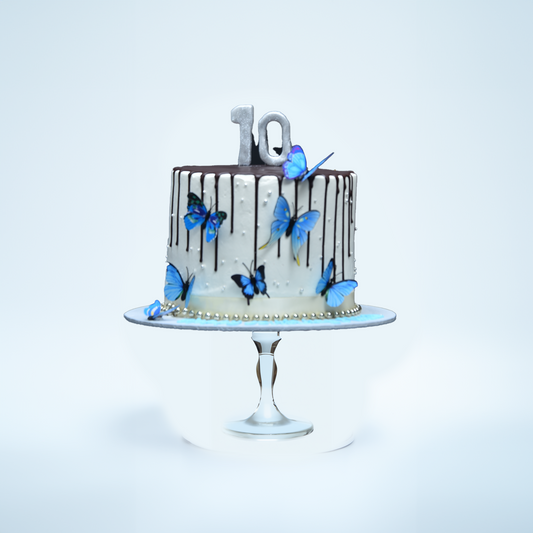 Blue Butterfly Bliss Cake