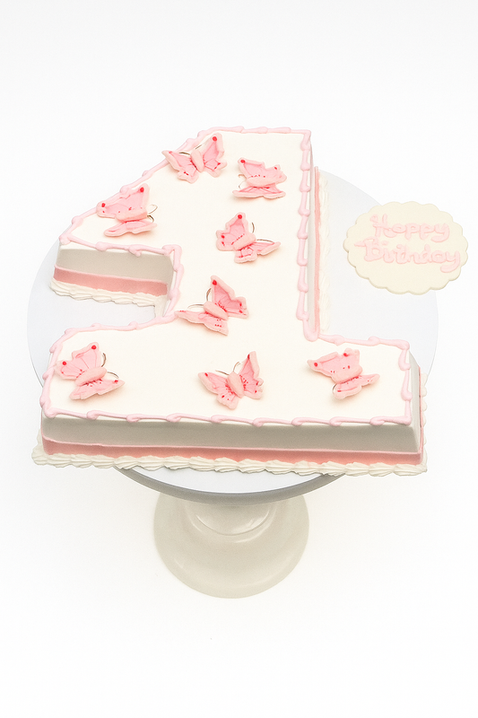 Blushing Butterfly Number Cake