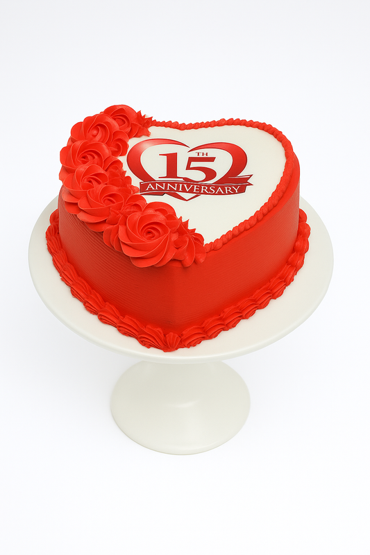 Crimson Bloom Anniversary Cake