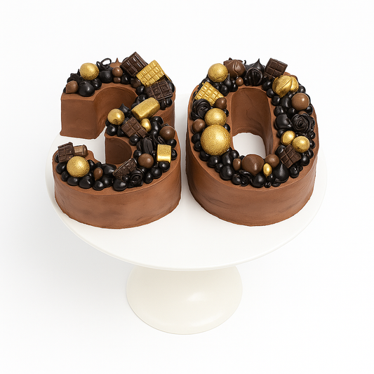 Golden Luxe Chocolate Number Cake