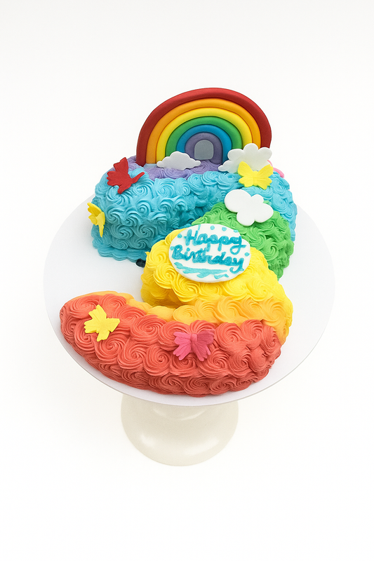 Rainbow Whirl Number Cake