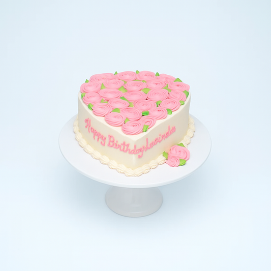 Rosy Wishes Heart Cake