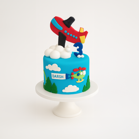 Up, Up & Away Airplane Cake (Fondant)