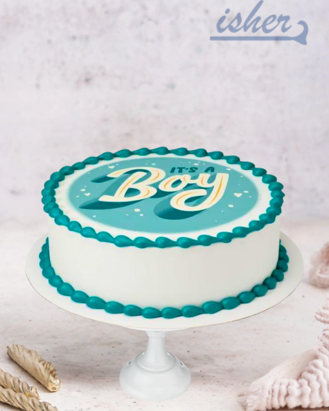 Baby Boy Edible Image Cake (Bs908)