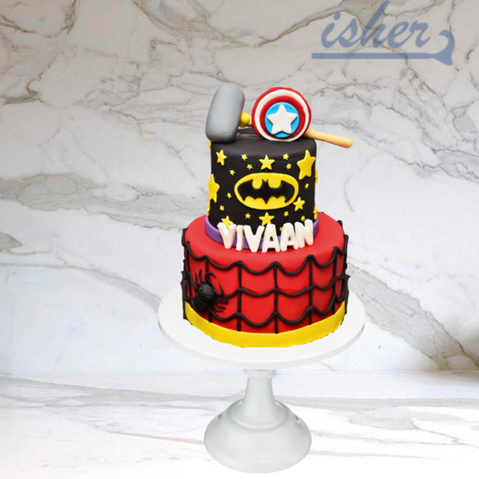 Marvel - Ous Superhero Cake (Available In Buttercream Or Fondant Icing) Squad
