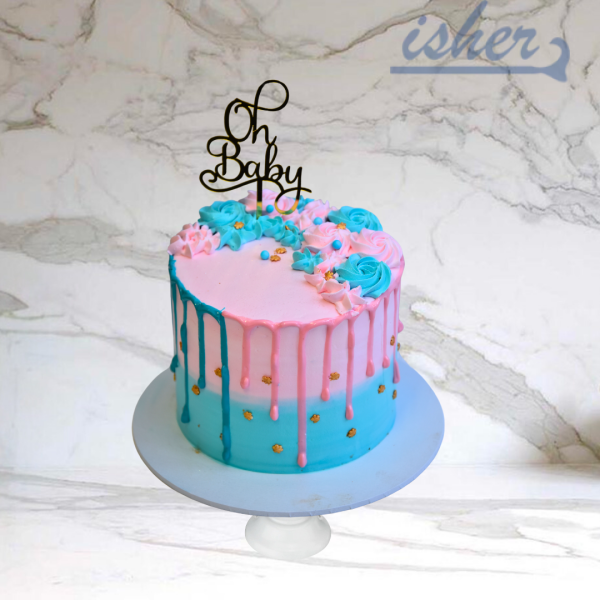 Oh baby baby shower Cake(Available in fresh cream) – Isher Eggless
