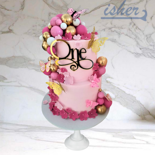 Pink Fairy Flutter Cake With Custom Age Topper(Available In Buttercream Icing Only)