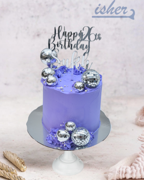 Purple Disco Dreams With Custom Topper (Available In Fresh Cream Icing Or Buttercream)