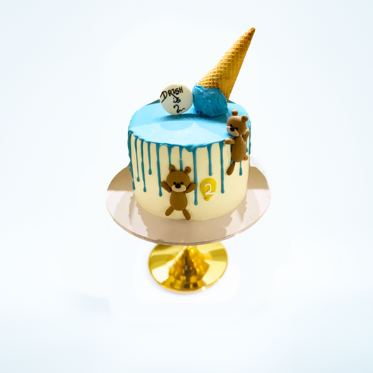 Teddy Bear Blue Drip Delight(Available in Buttercream Only)