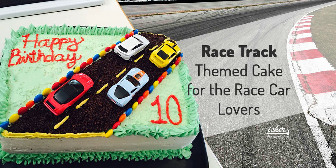 RACE TRACK THEMED CAKE FOR THE RACE CAR LOVERS