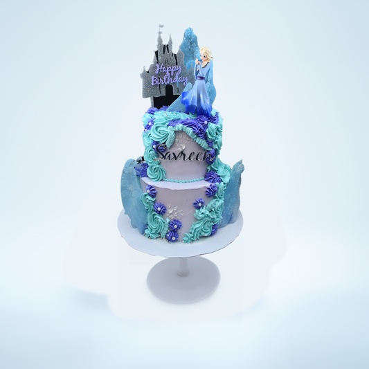 Frozen Elsa Castle Cake with Custom Toppers (Available in Buttercream Icing only)