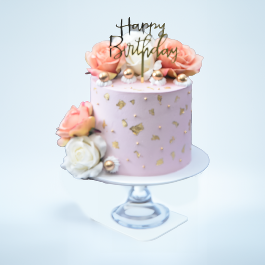 Golden Bloom Celebration Cake