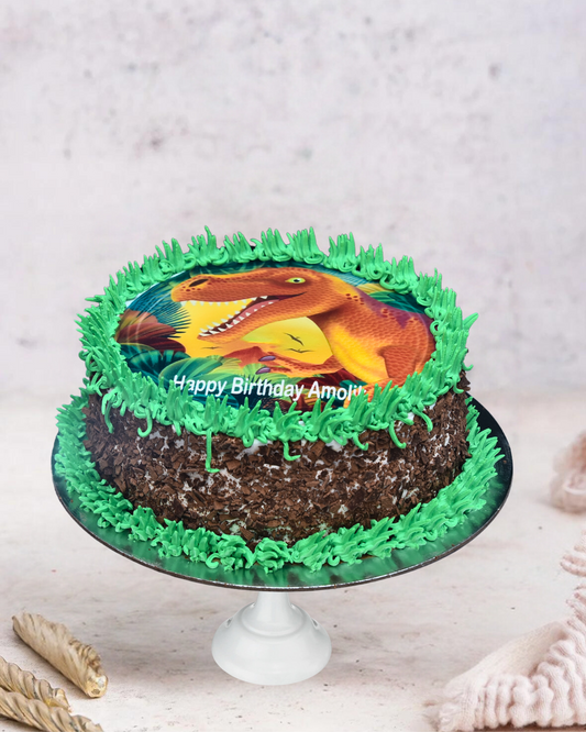 Round Edible Image Cake with Grass Piping (PC632)