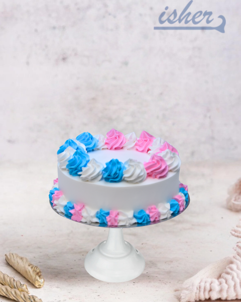 Blue Pink Floral Cake (Cc710)