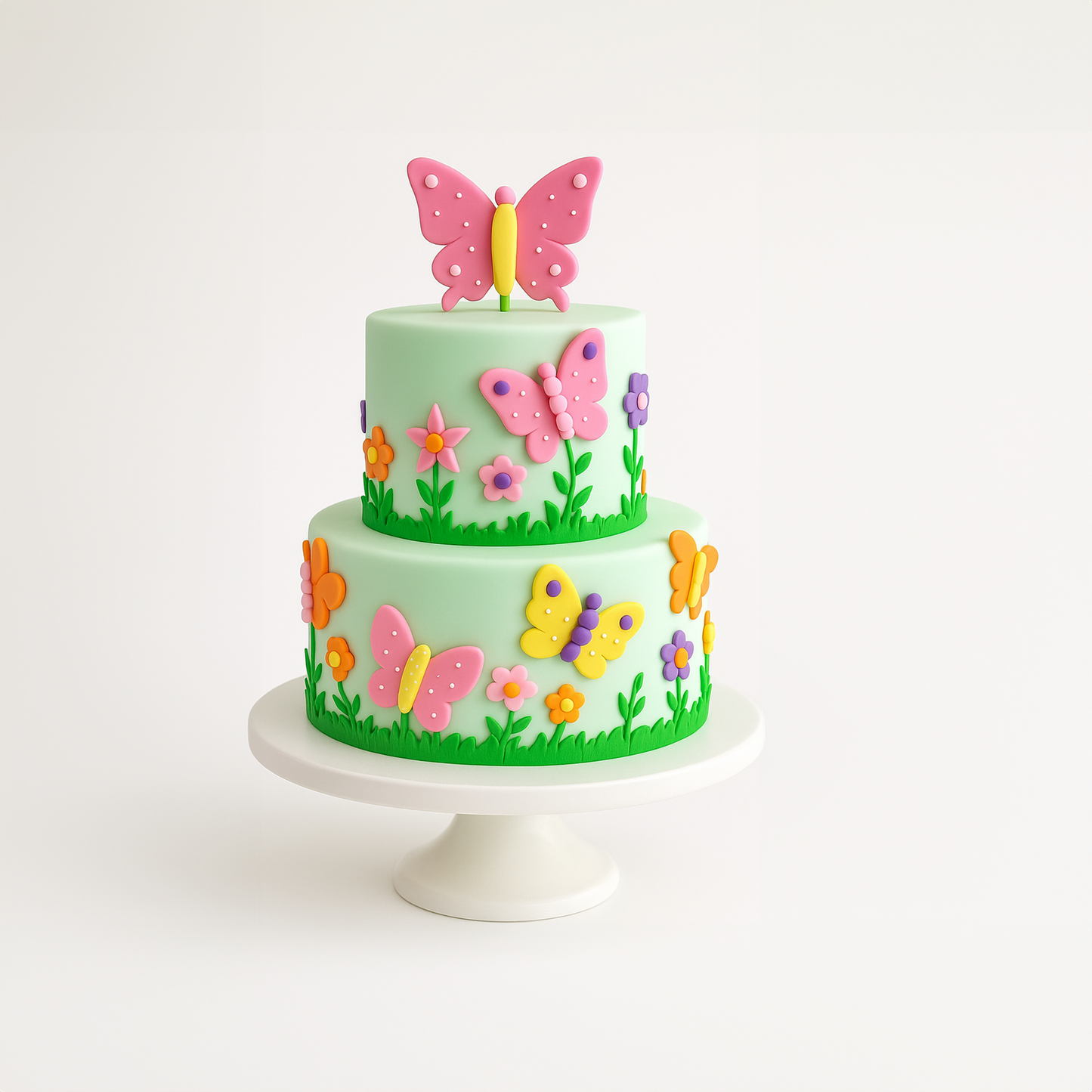 Fluttering Fairies Cake 8" + 6"  (Available in Buttercream or Fondant Icing)