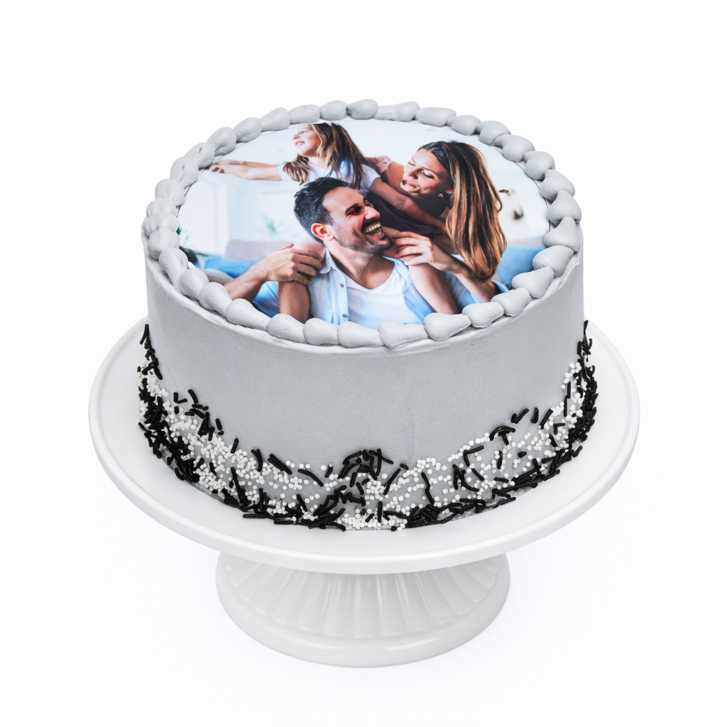 Classic Grey Photo Cake