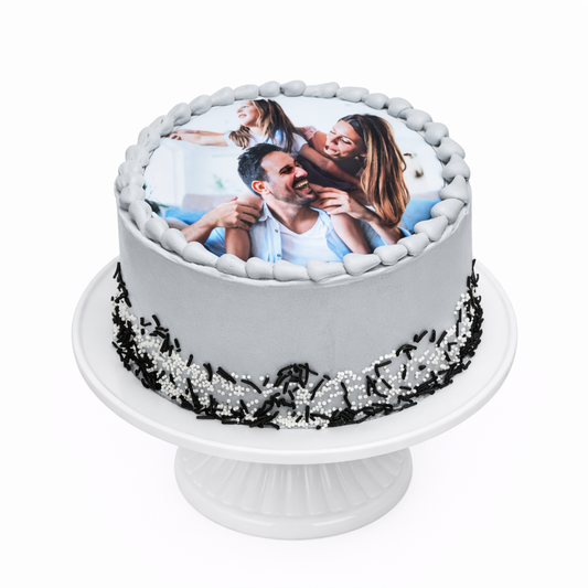 Classic Grey Photo Cake