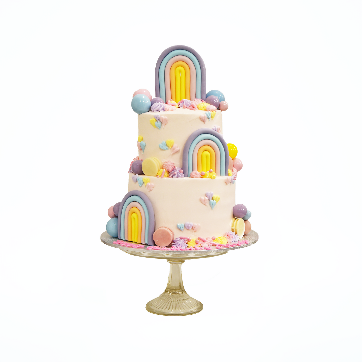 Pastel Rainbow Paradise Cake  with custom topper(Available in Buttercream icing only )