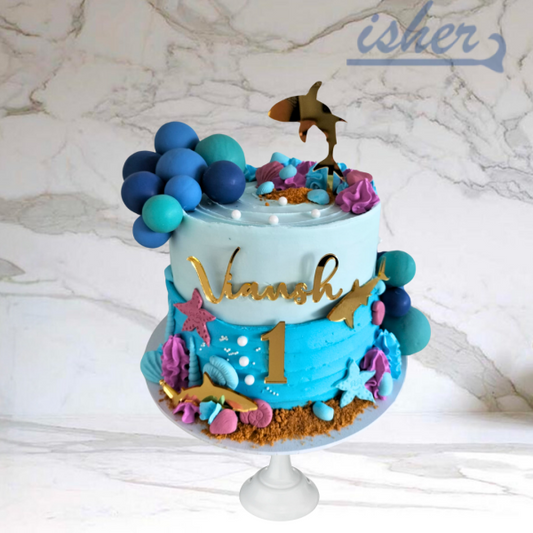 Marine Marvel Cake With Custom Name And Age Topper(Available In Fresh Cream Icing Or Buttercream)