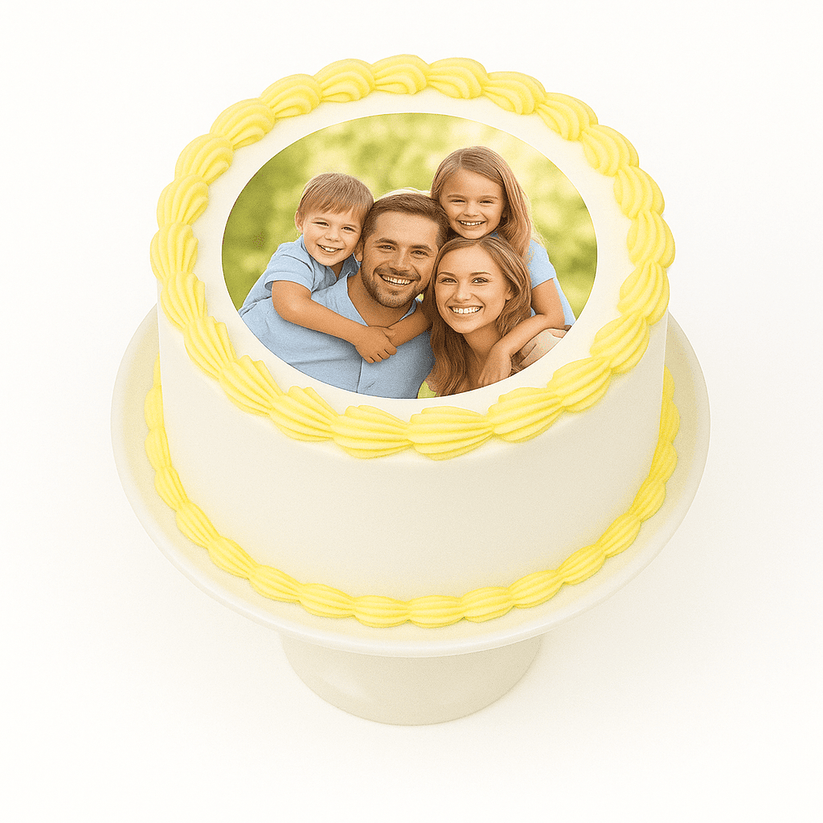 Custom Round Photo cake – Isher Eggless Bakers